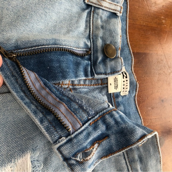 Billabong Blue Jean Shorts High-Waisted Distressed - Picture 7 of 9